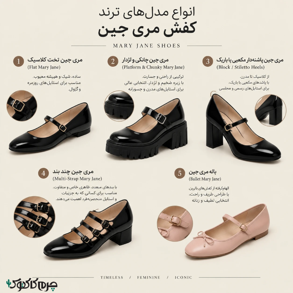 انواع مدلهای ترند کفش مری جین