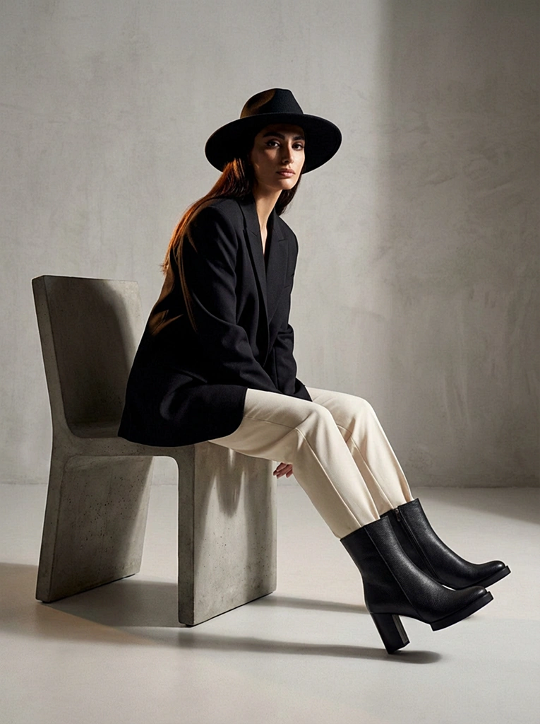 نیم بوت چرم زنانه Ws4006