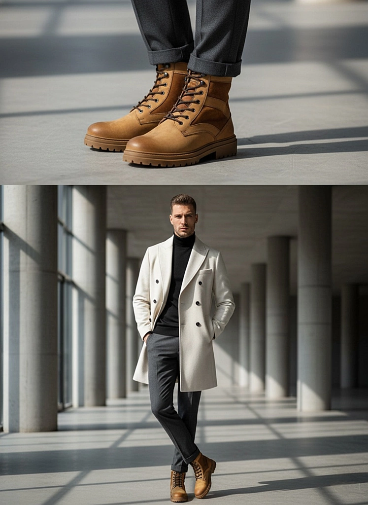 نیم بوت چرم مردانه s4025