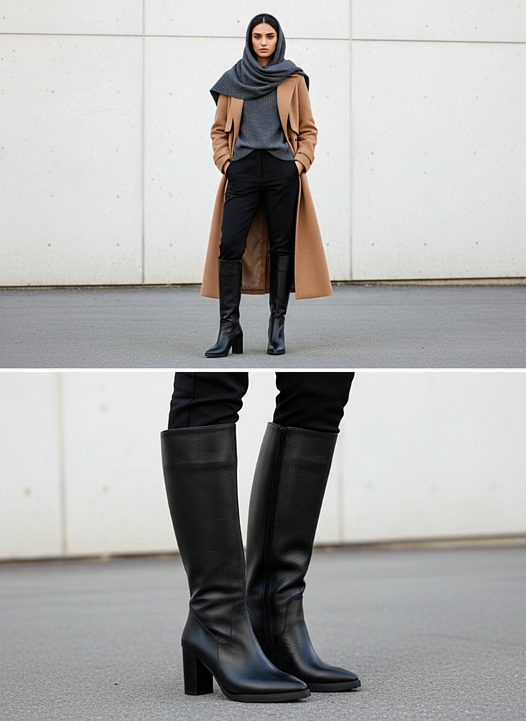 بوت بلند چرم زنانه WS4072